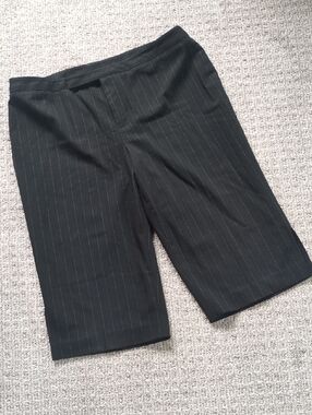 Y2K Nine West Cropped Pinstripe Wide-Leg Pants w/Leg Slit, Size 12